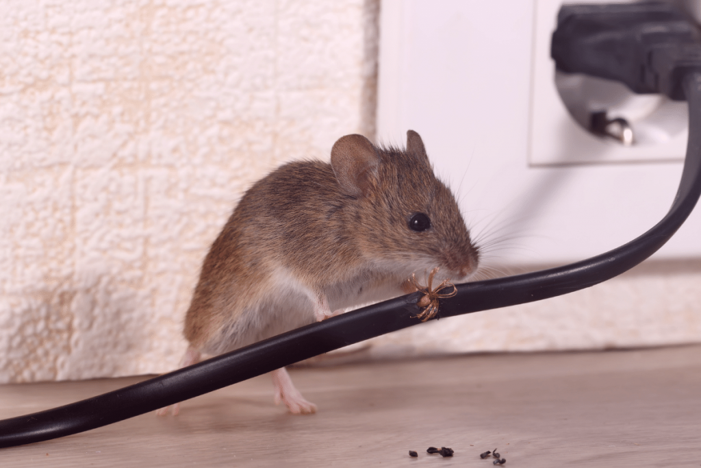 rodent chewing on electrical cord